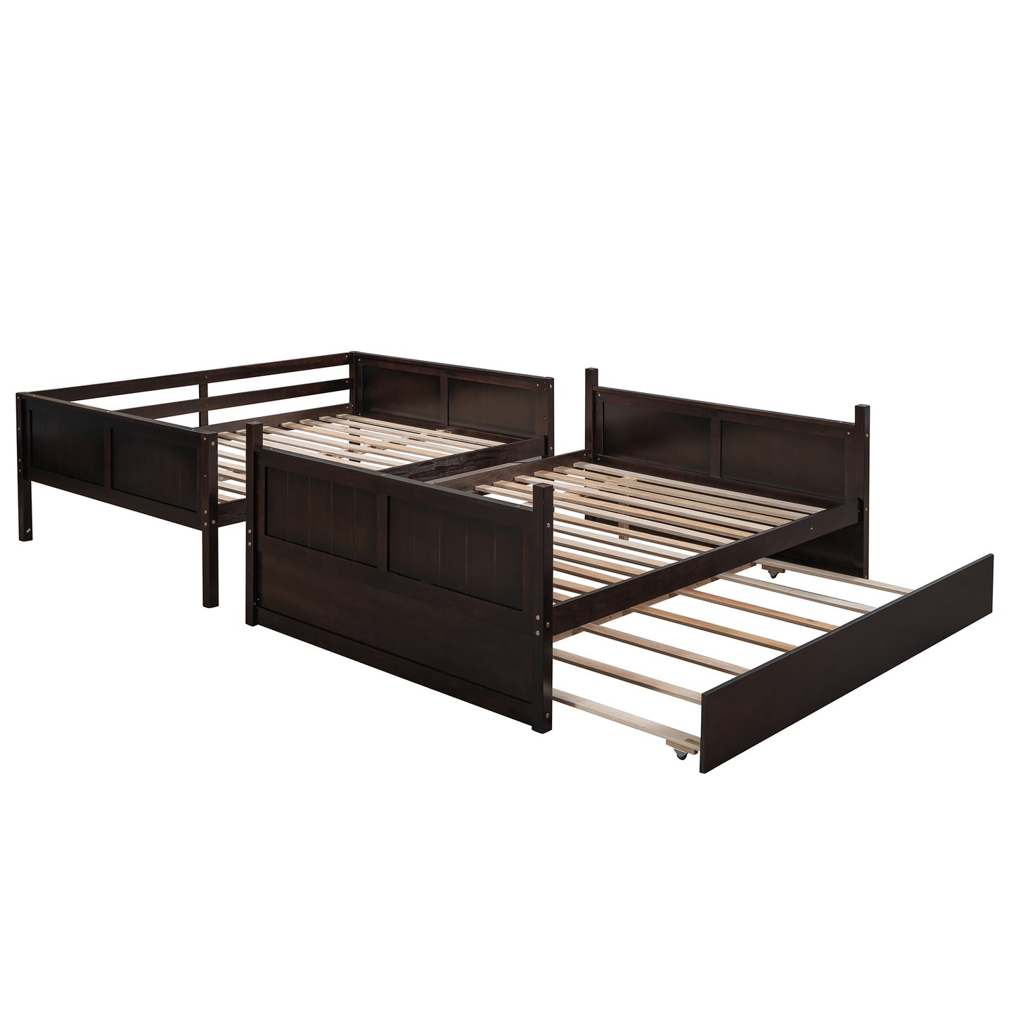 Full-Over-Full Bunk Bed with Twin Trundle - Espresso Finish