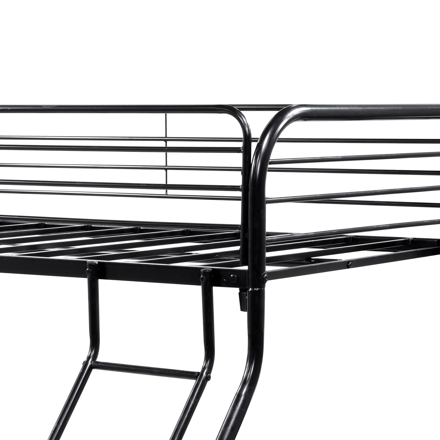 Solid Black Metal Twin-Over-Full Bunk Bed with Upgraded Safety Features