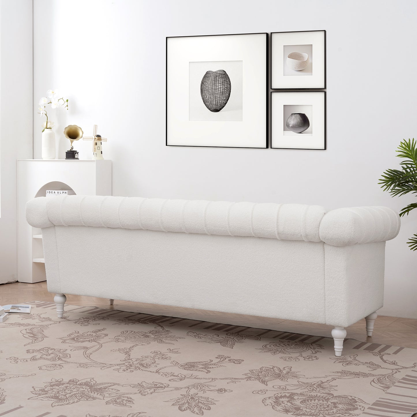 Traditional Bubble Nails Square Arm Sofa with Removable Cushions