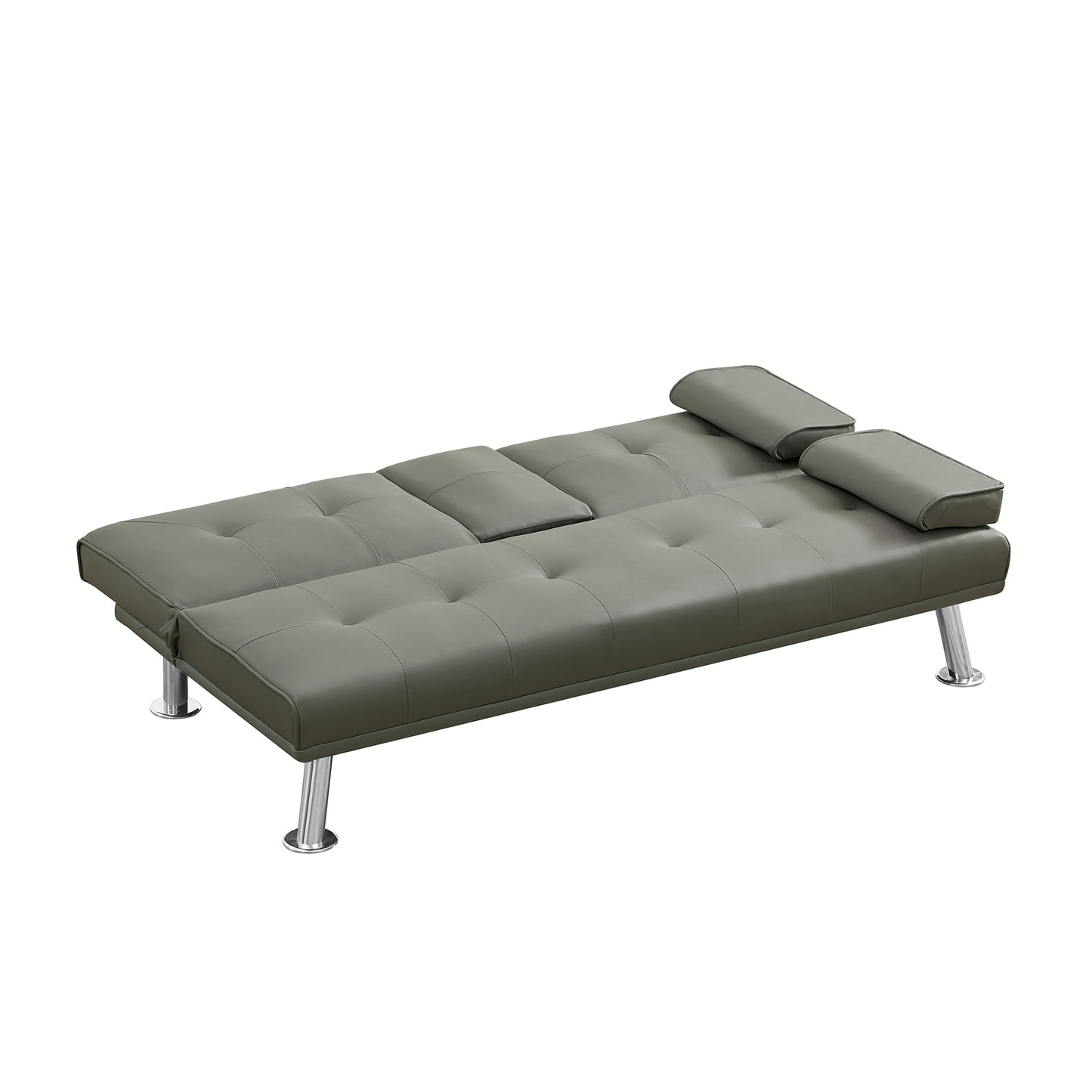 GREY PU SOFA BED WITH CUP HOLDER