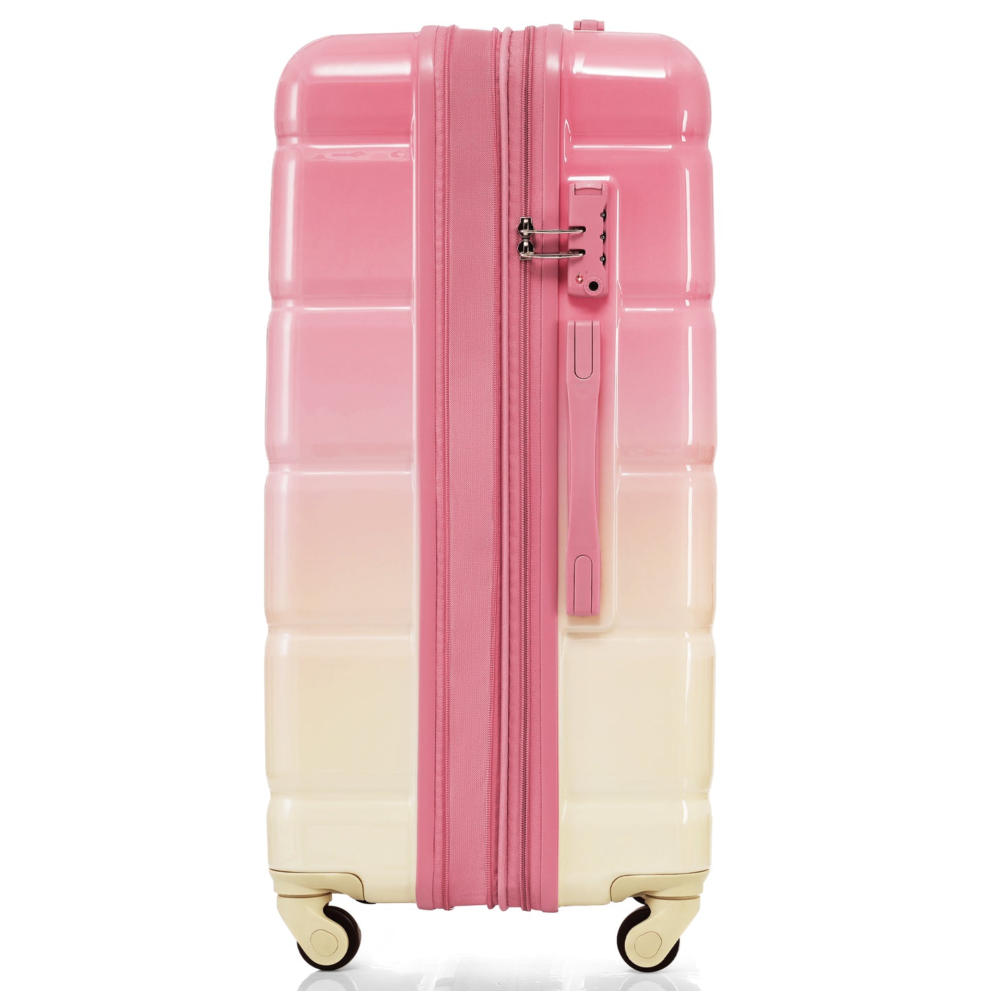 Luggage Set of 3, 20-inch with USB Port, Airline Certified Carry-on Luggage with Cup Holder, ABS+PC Hard Shell Luggage with Spinner Wheels, Gradient Pink