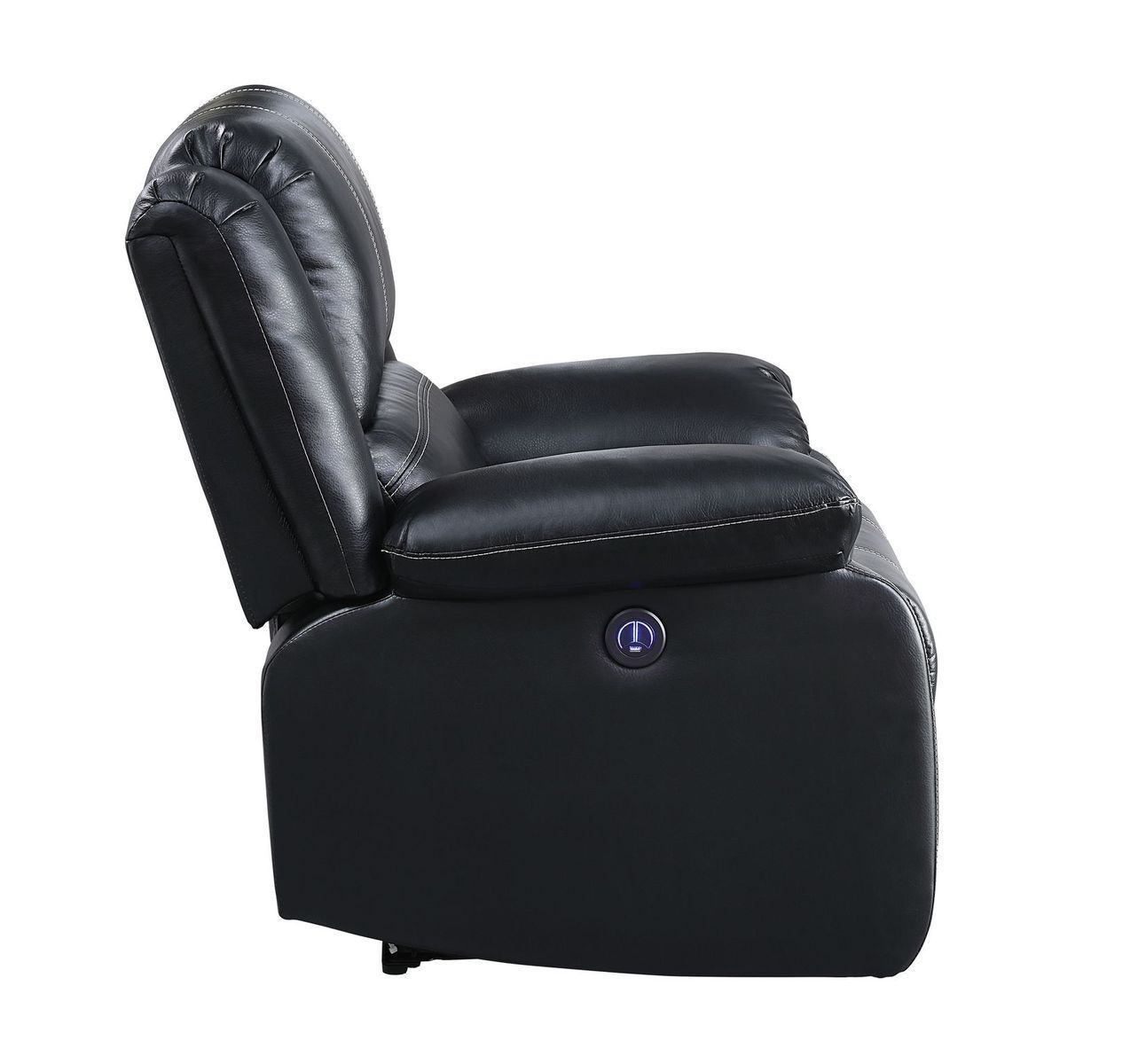 Black Synthetic Leather Zuriel Power Recliner with USB Port