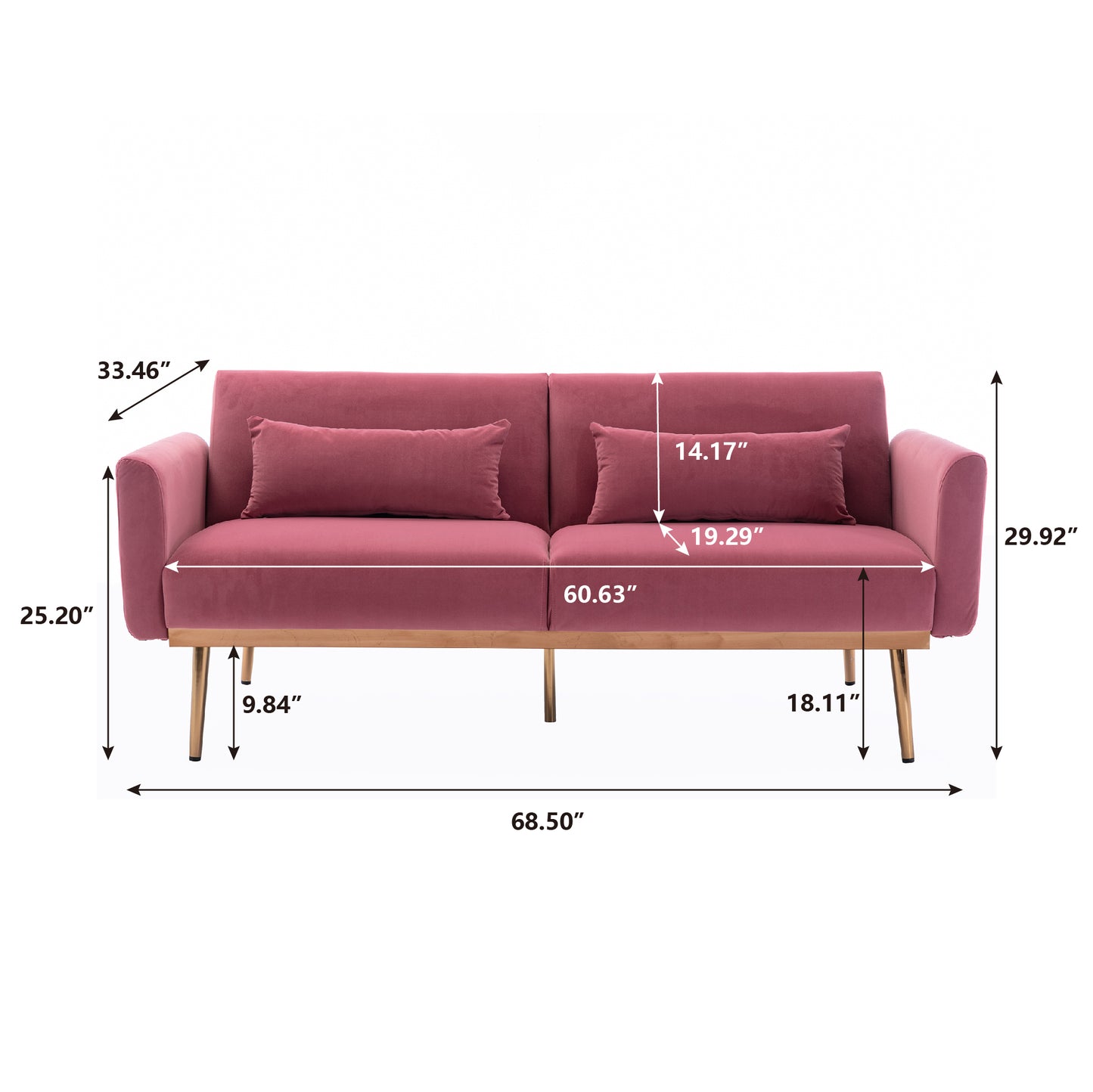 Velvet  Sofa , Accent sofa .loveseat sofa with  metal  feet