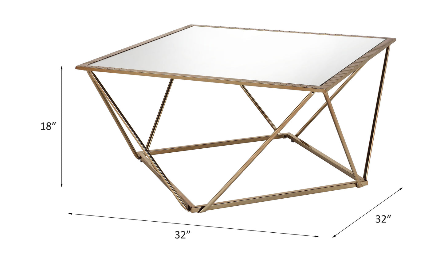 Elegant Champagne Gold Mirrored Coffee Table