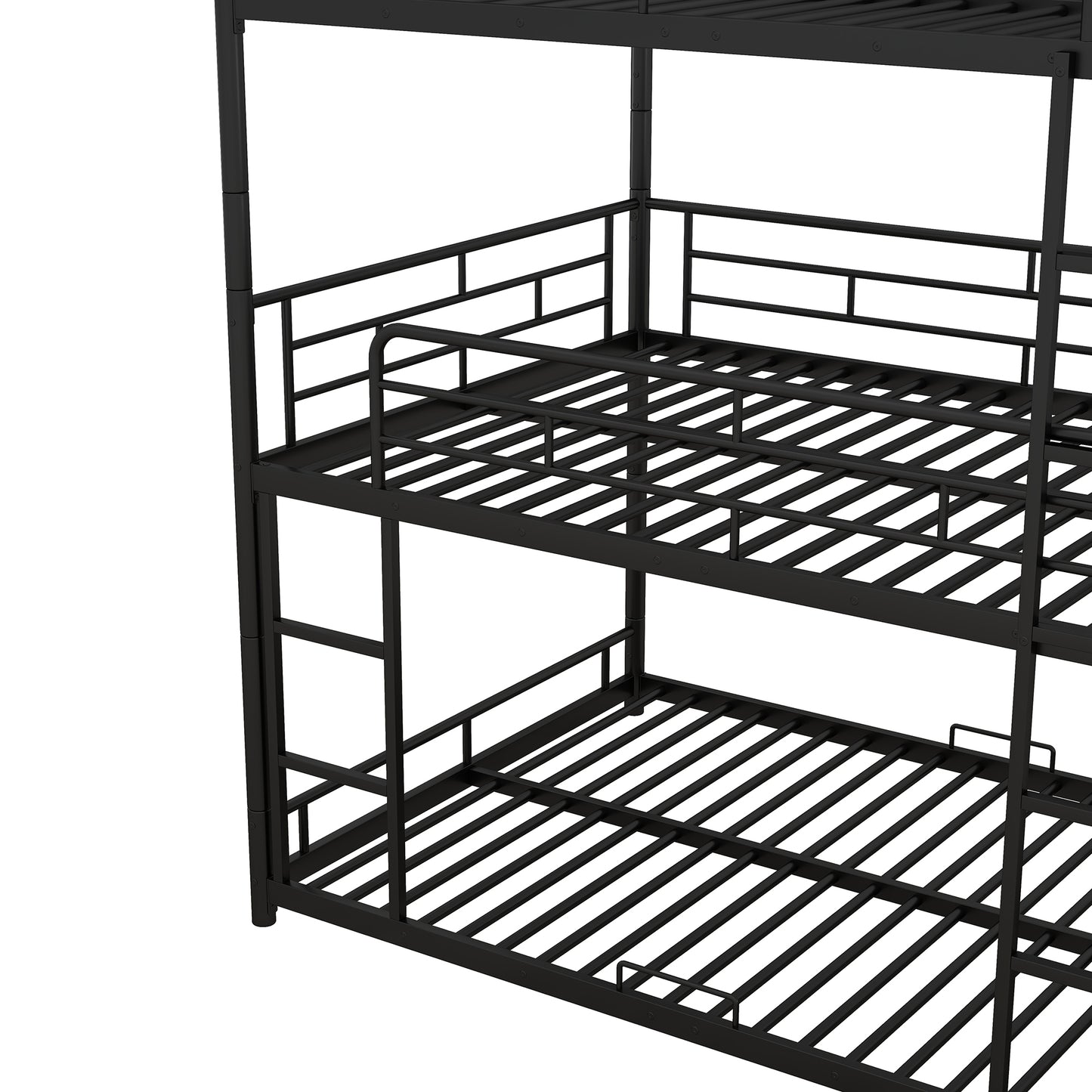 Durable Steel Full Size Triple Bunk Bed in Elegant Black