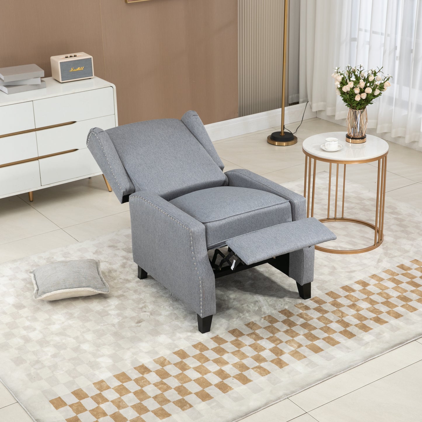 Modern Gray Linen Recliner Chair: COOLMORE Leisure Chair