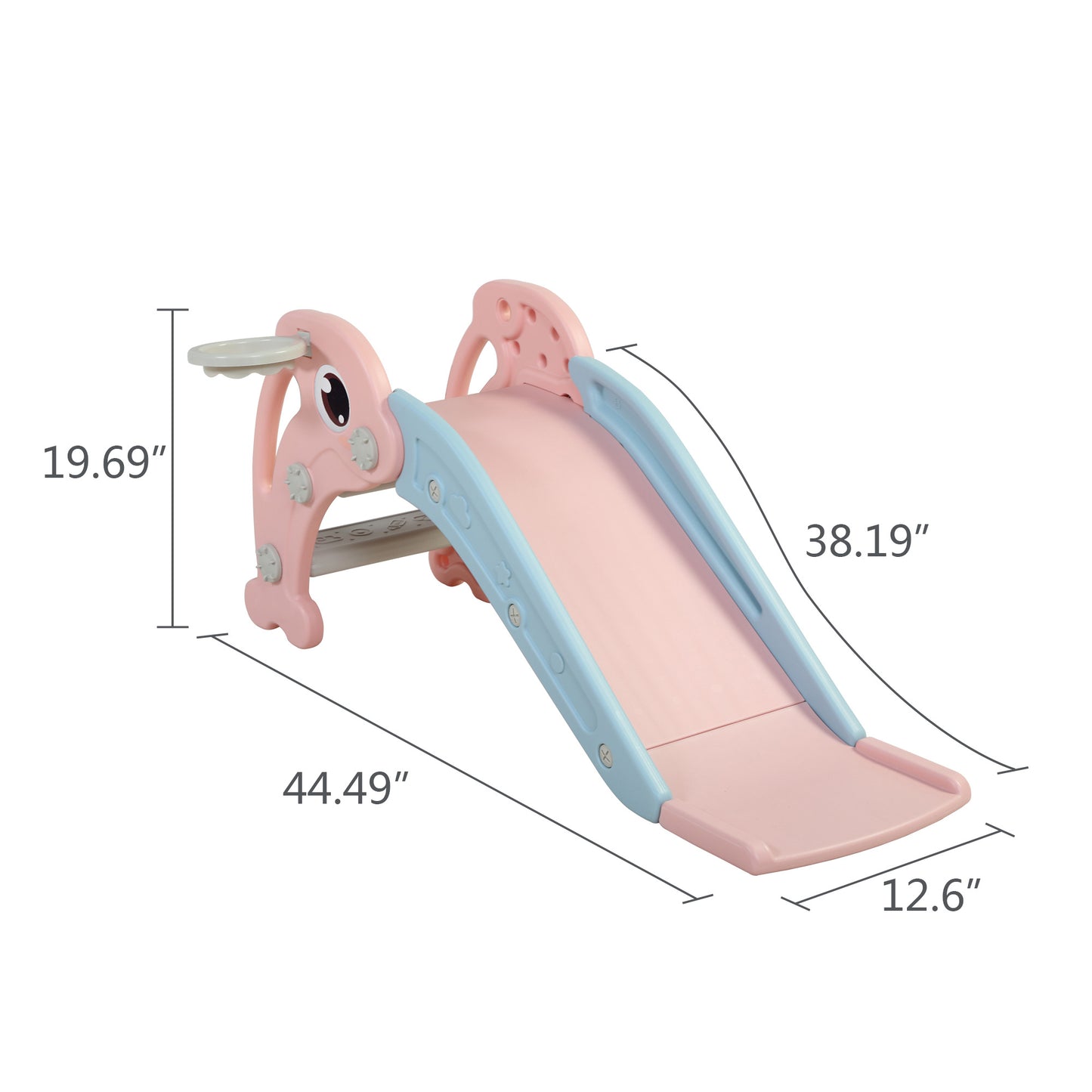 2-in-1 Toddler Slide with Basketball Hoop, Pink