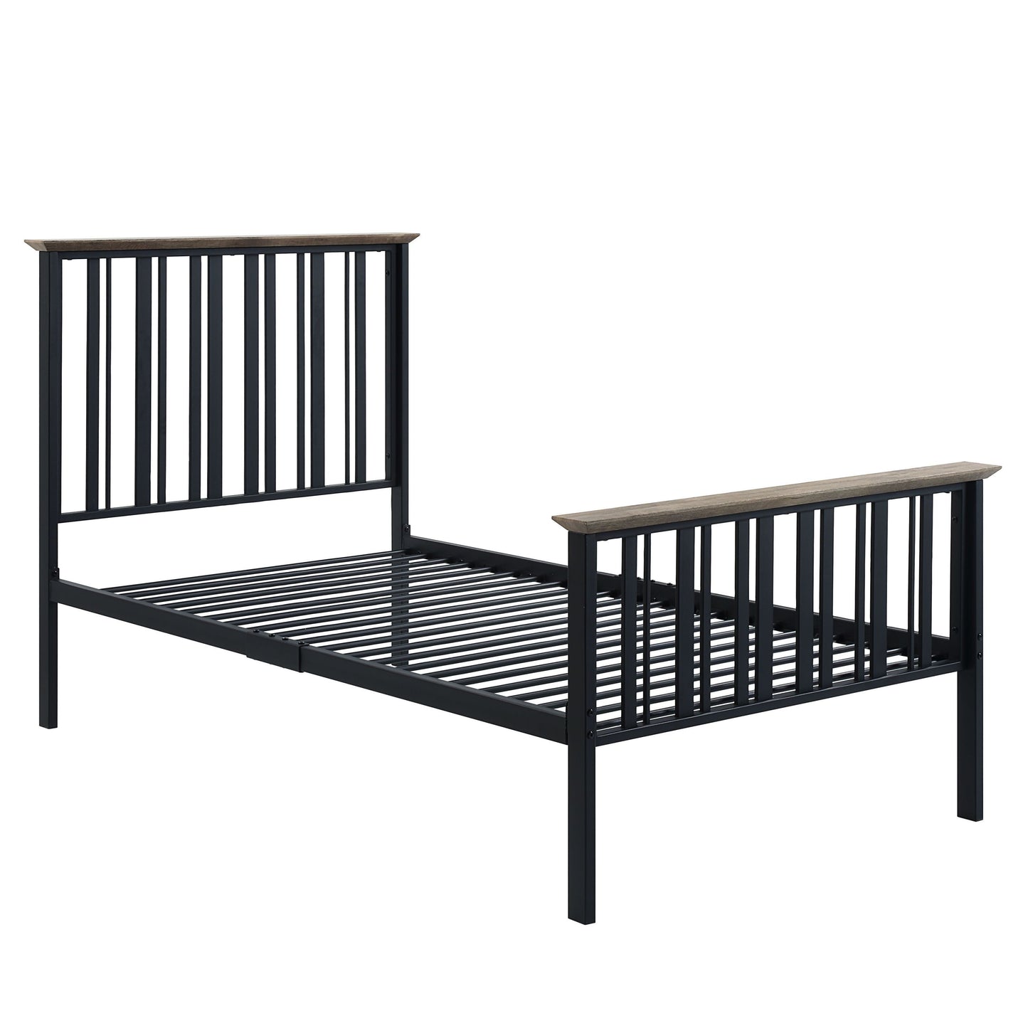 Zudora Twin Bed , Antique Oak & Black Finish BD01747T