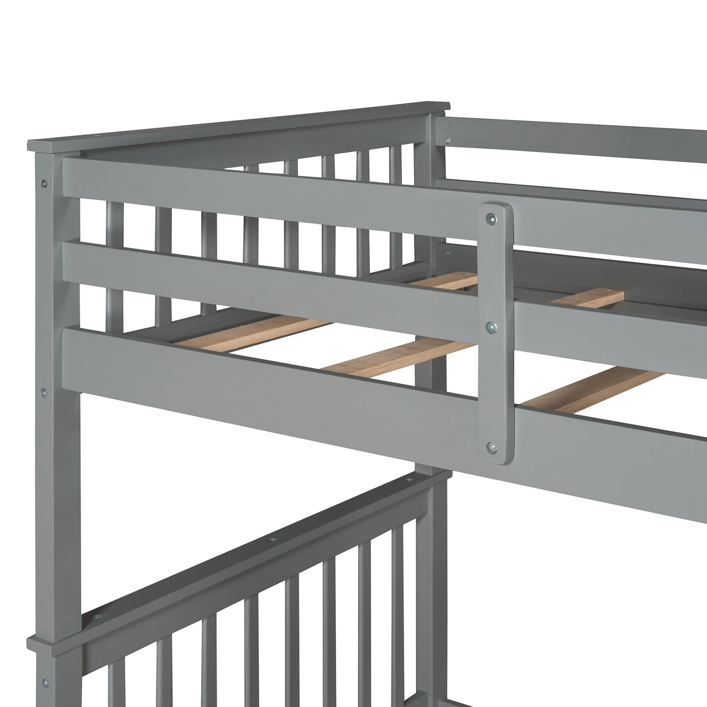 Gray Twin Bunk Bed with Two Drawers - Maximized Space and Versatile Galore