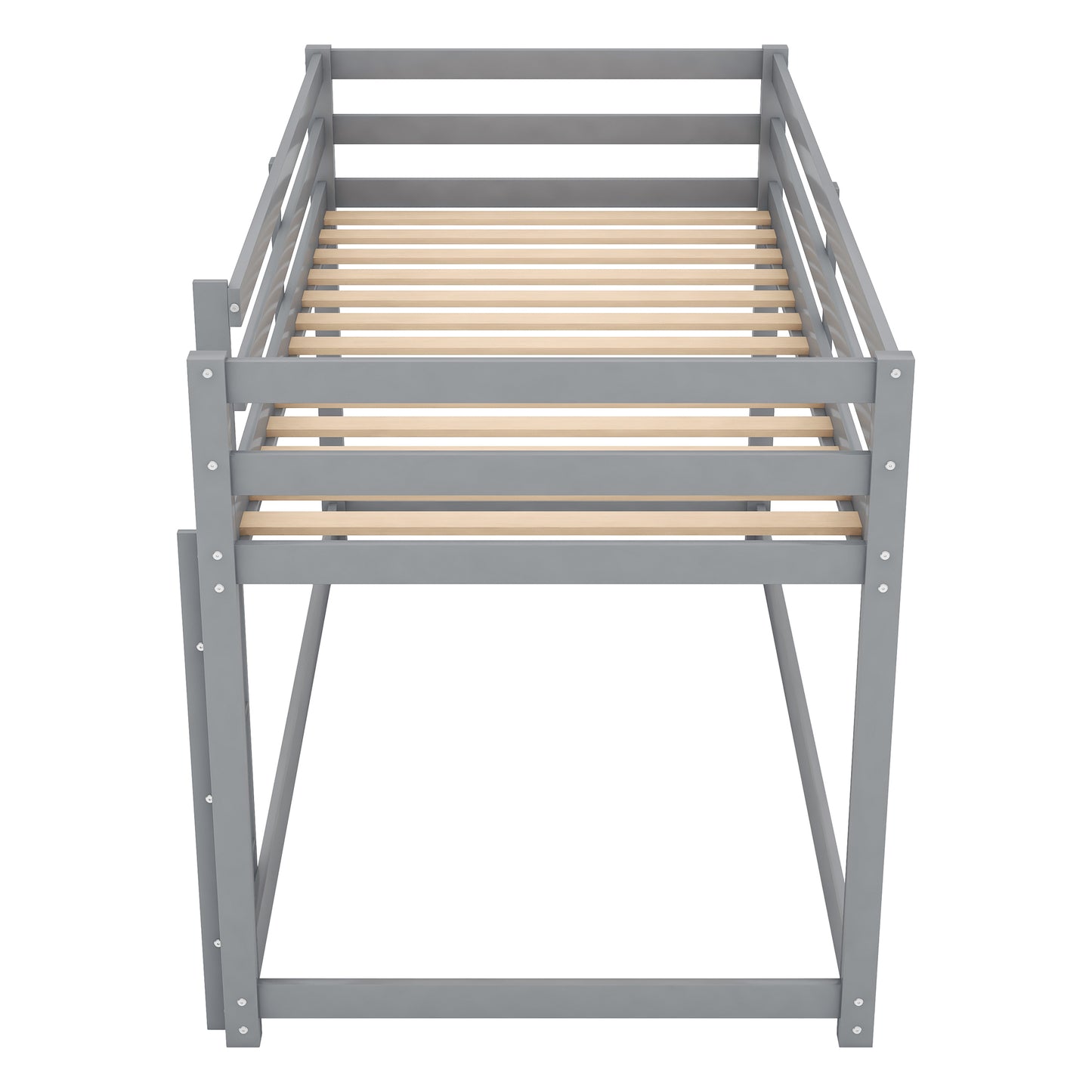 Gray Twin Bunk Bed with Low Floor Design