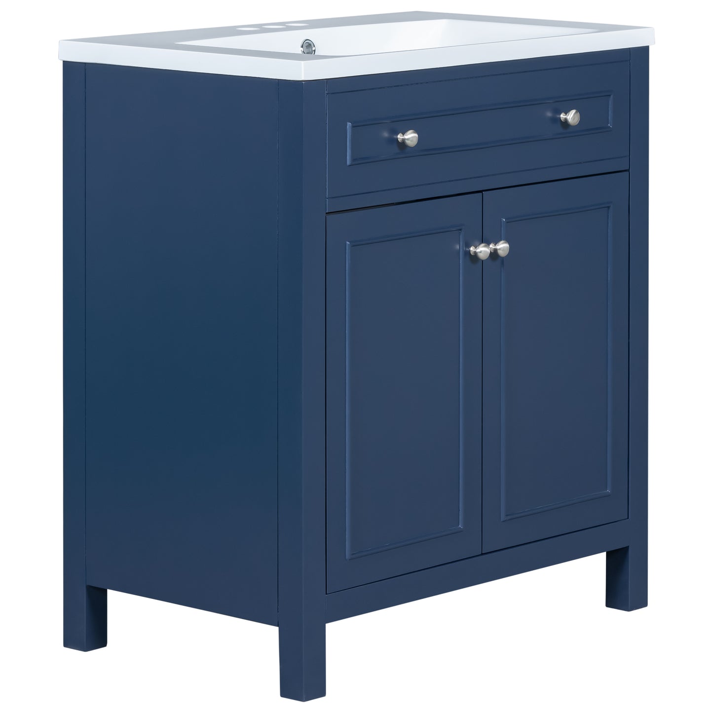 30" Bathroom Vanity Cabinet with Sink Top, Bathroom Storage Cabinet with Two Doors and Adjustable Shelf, Blue