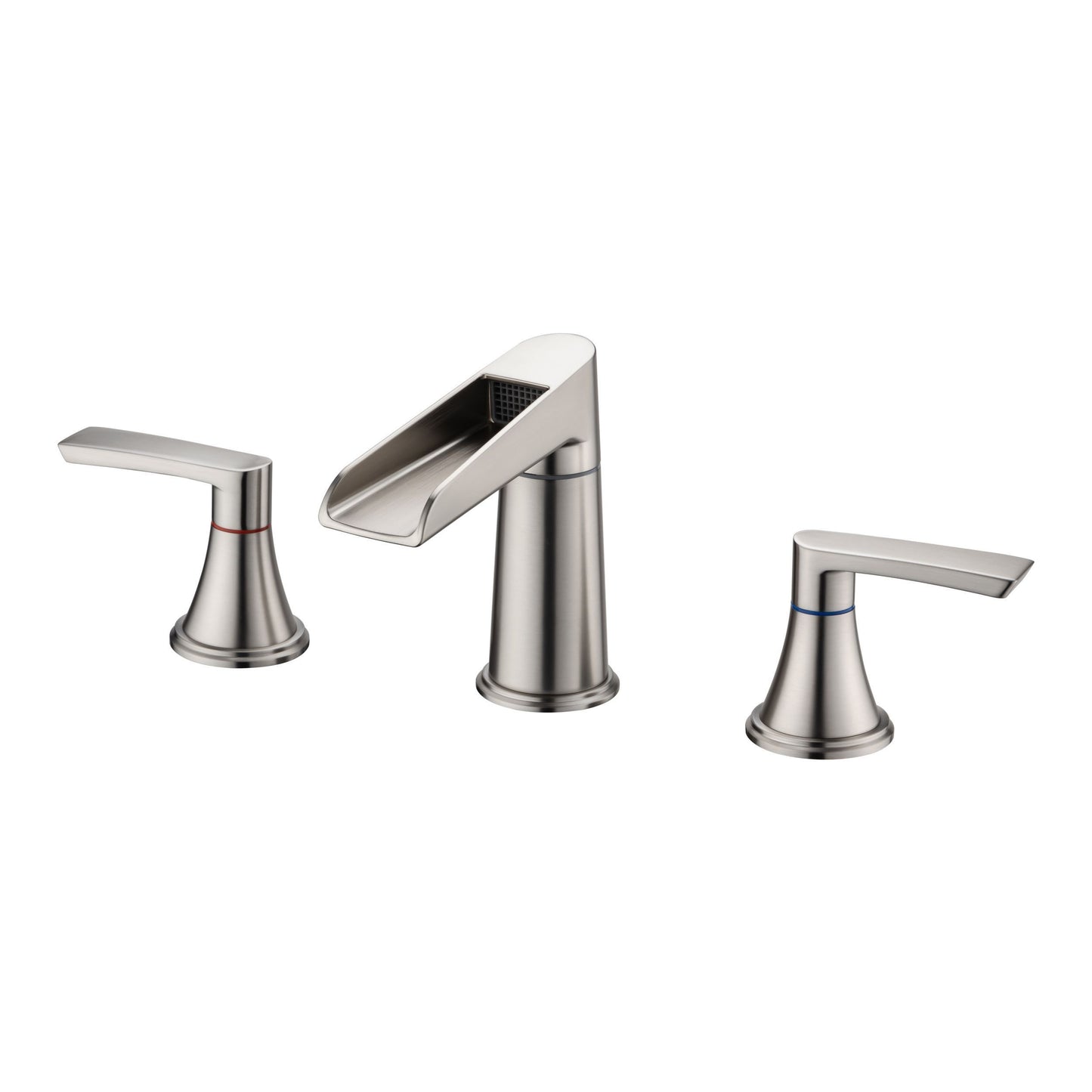 Elegant 2-Handle Brushed Nickel Bathroom Faucet with Waterfall Design