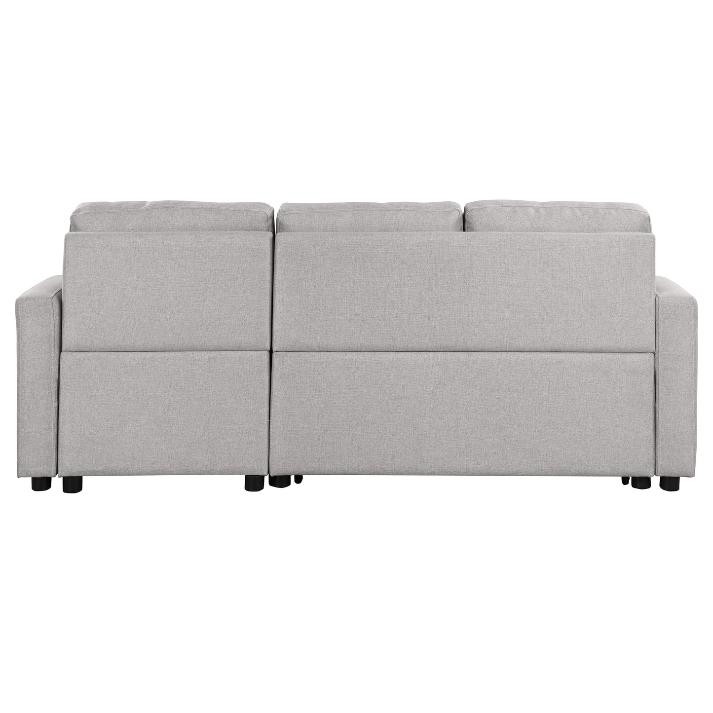 Orisfur Pull Out Sofa Bed with Storage Chaise and Cup Holder