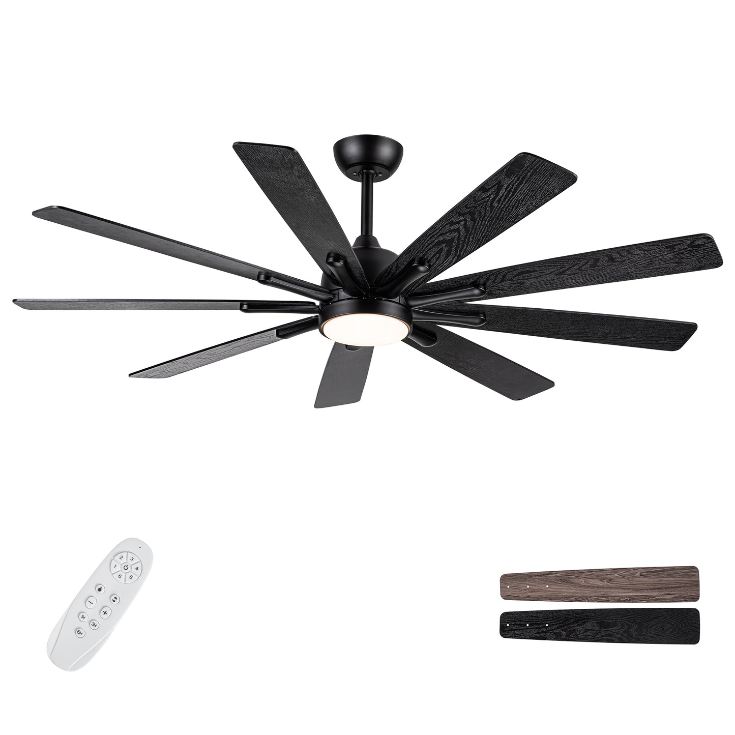 62 Black Ceiling Fan with Remote Control for Modern Farmhouse