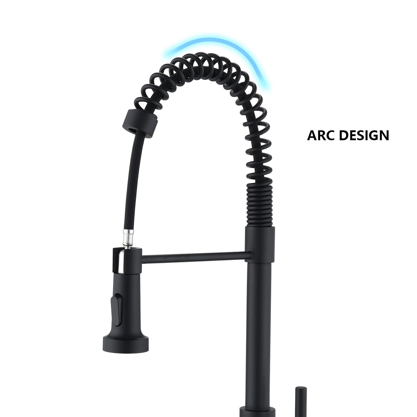 Pull Down Sprayer Spring Kitchen Sink Faucet Matte Black