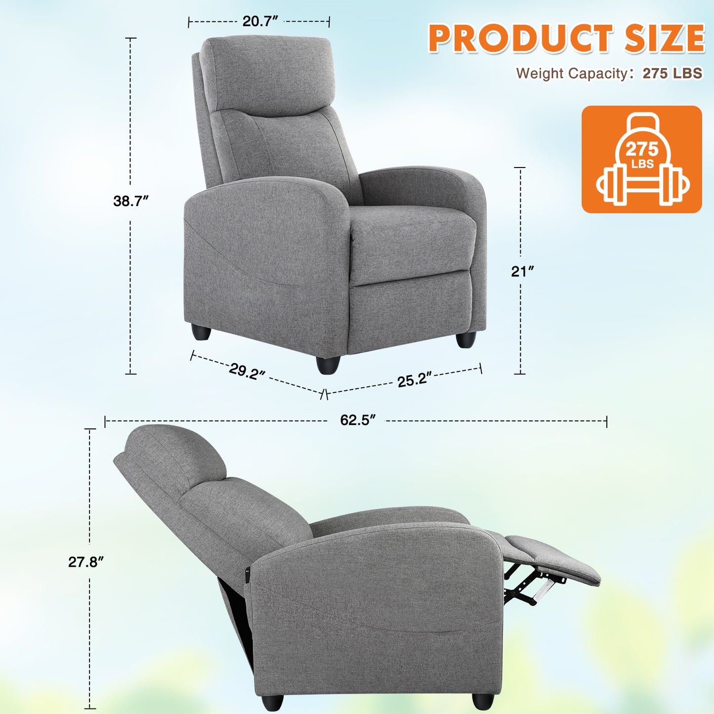 Ultimate Comfort Massage Recliner Chair with Dual Function Foot Extension