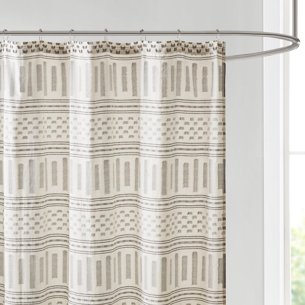 Rhea Jacquard Cotton Shower Curtain with Farmhouse Vibes