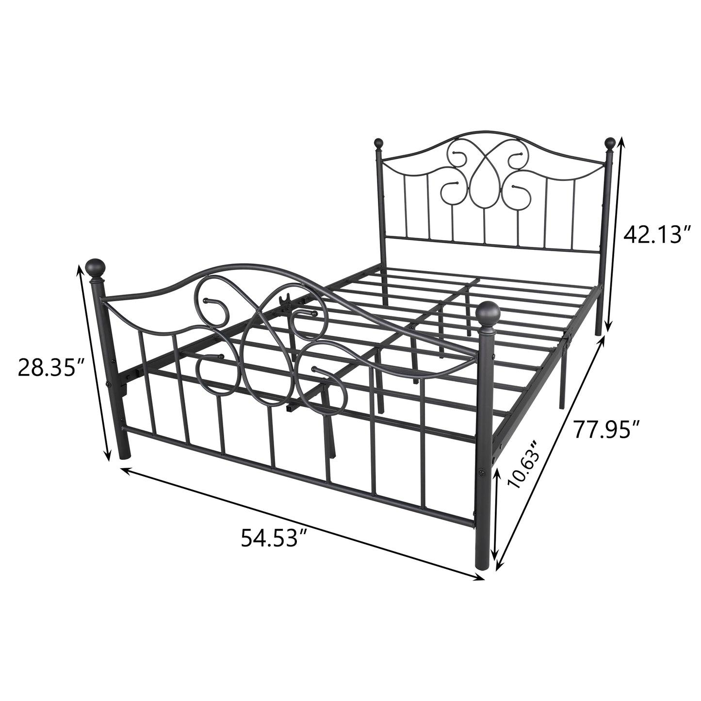 Full Size Metal bed frame,Solid Sturdy Steel Slat Support,No Box Spring Needed and Easy Assembly,Black