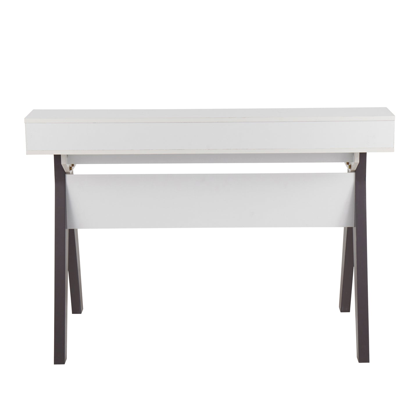 LumiSource Sleek Grey and White Wood Desk with Pull-Out Drawers