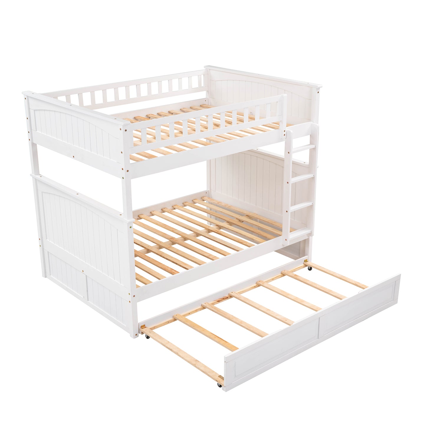 White Full Bunk Bed with Twin Trundle for Maximum Space Saving