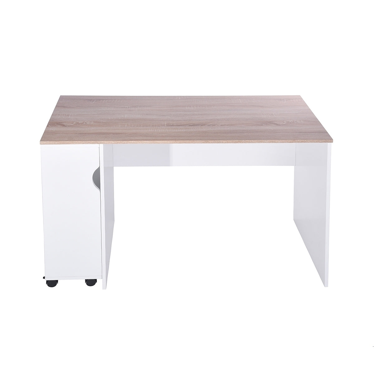 Oak & White Modern Computer Desk with Removable Bookcase - 47.4 L