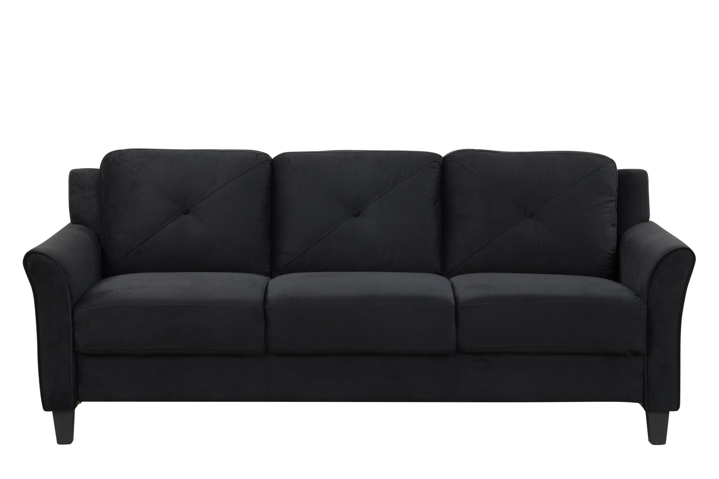 Fashionable living room sofa for 3 people, black fabric