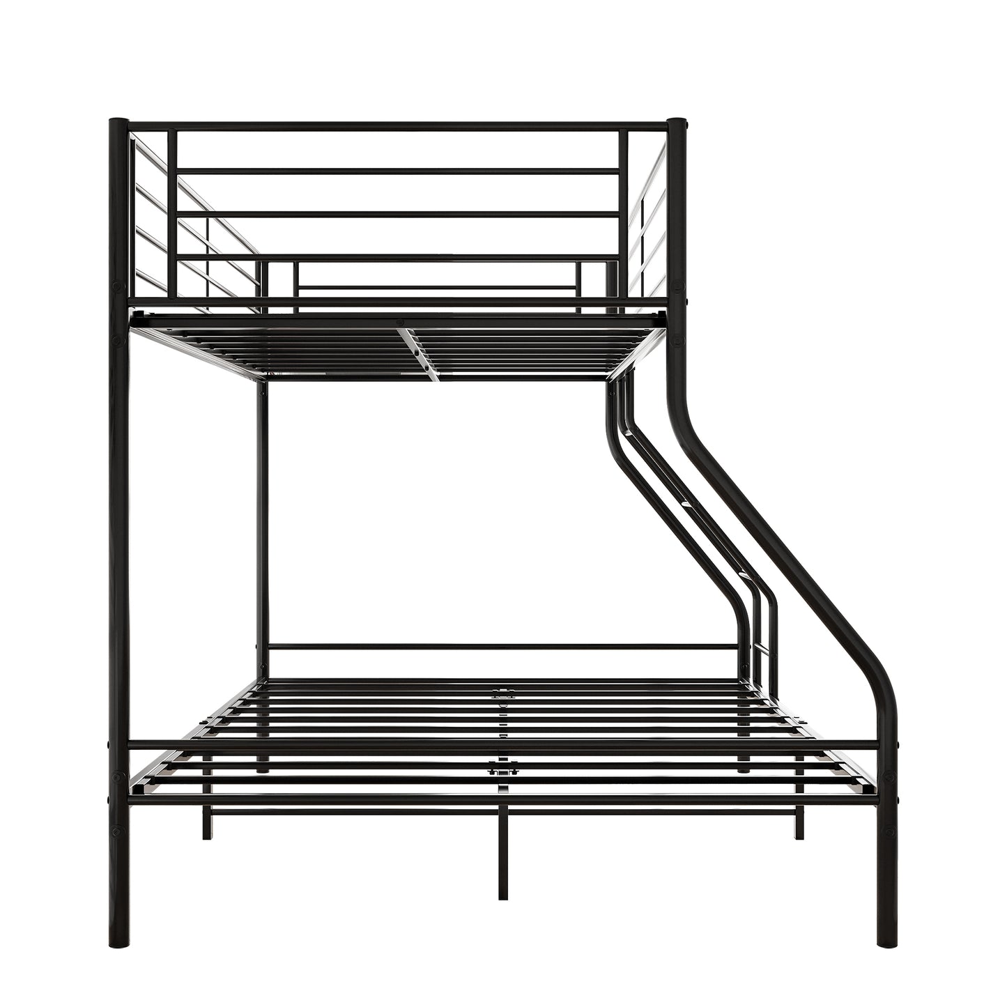 Sturdy Black Metal Twin-Over-Full Bunk Bed with Upgraded Safety Features