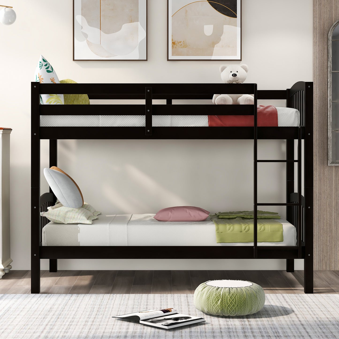 Espresso Double Bunk Bed with Ladder