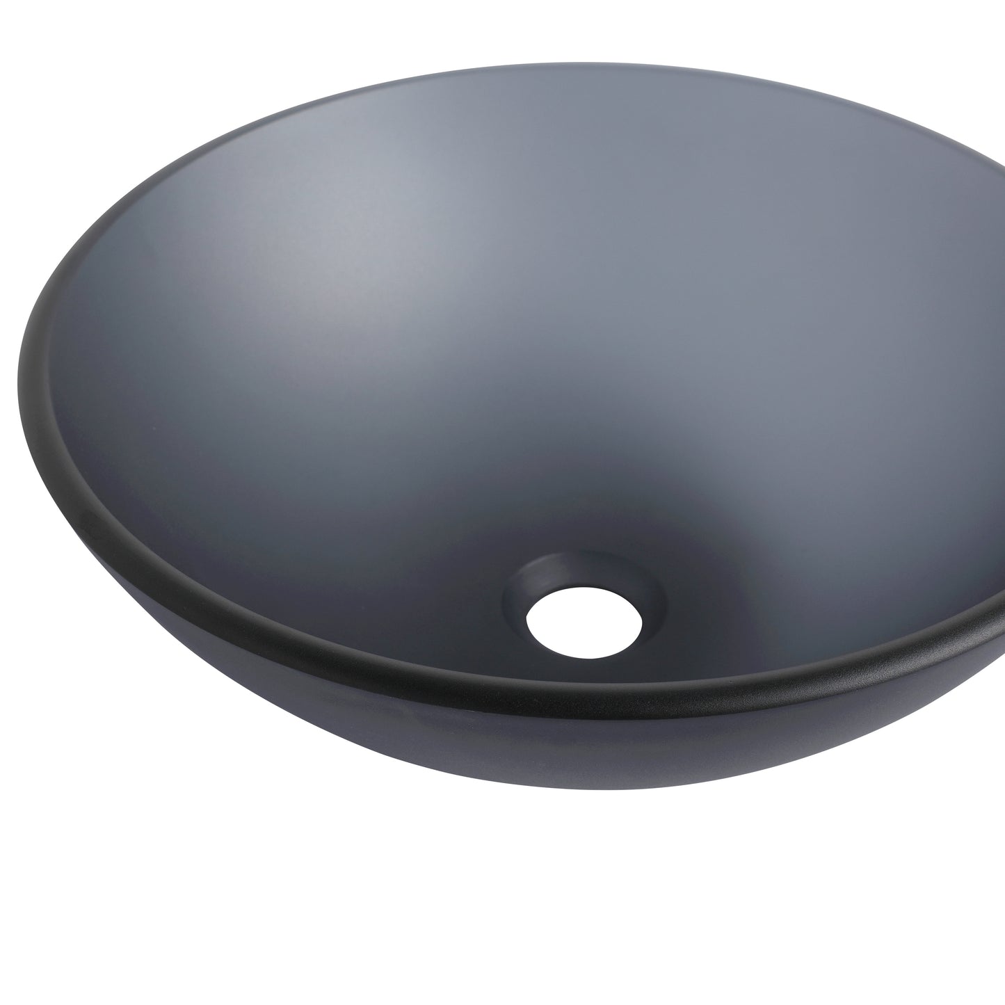 Tempered Glass Matte Bathroom Vessel Sink, Round Bathroom Basin (Tempered Glass Matt Gray)