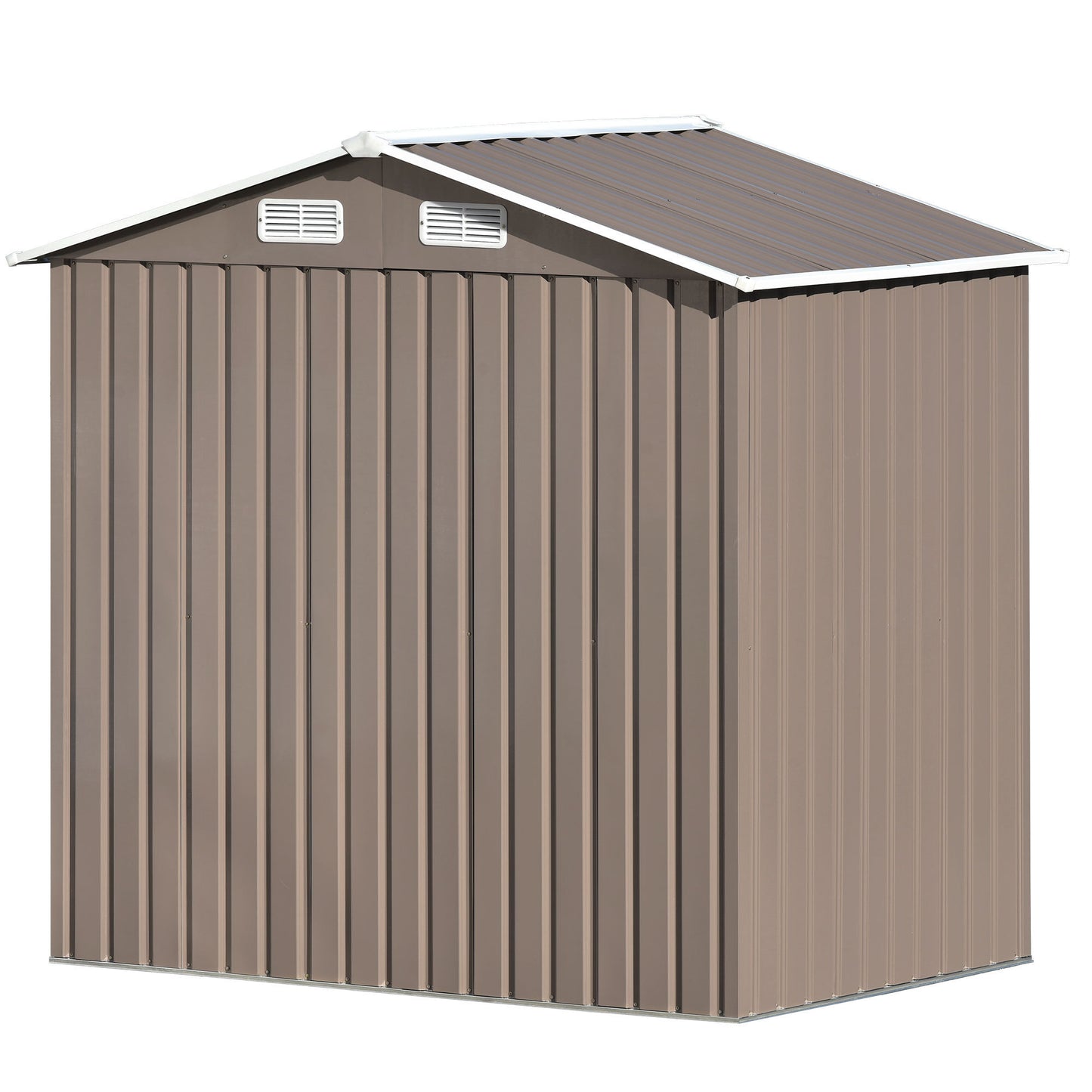 Patio 6ft x4ft Bike Shed Garden Shed, Metal Storage Shed with Lockable Door, Tool Cabinet with Vents and Foundation for Backyard, Lawn, Garden, Brown