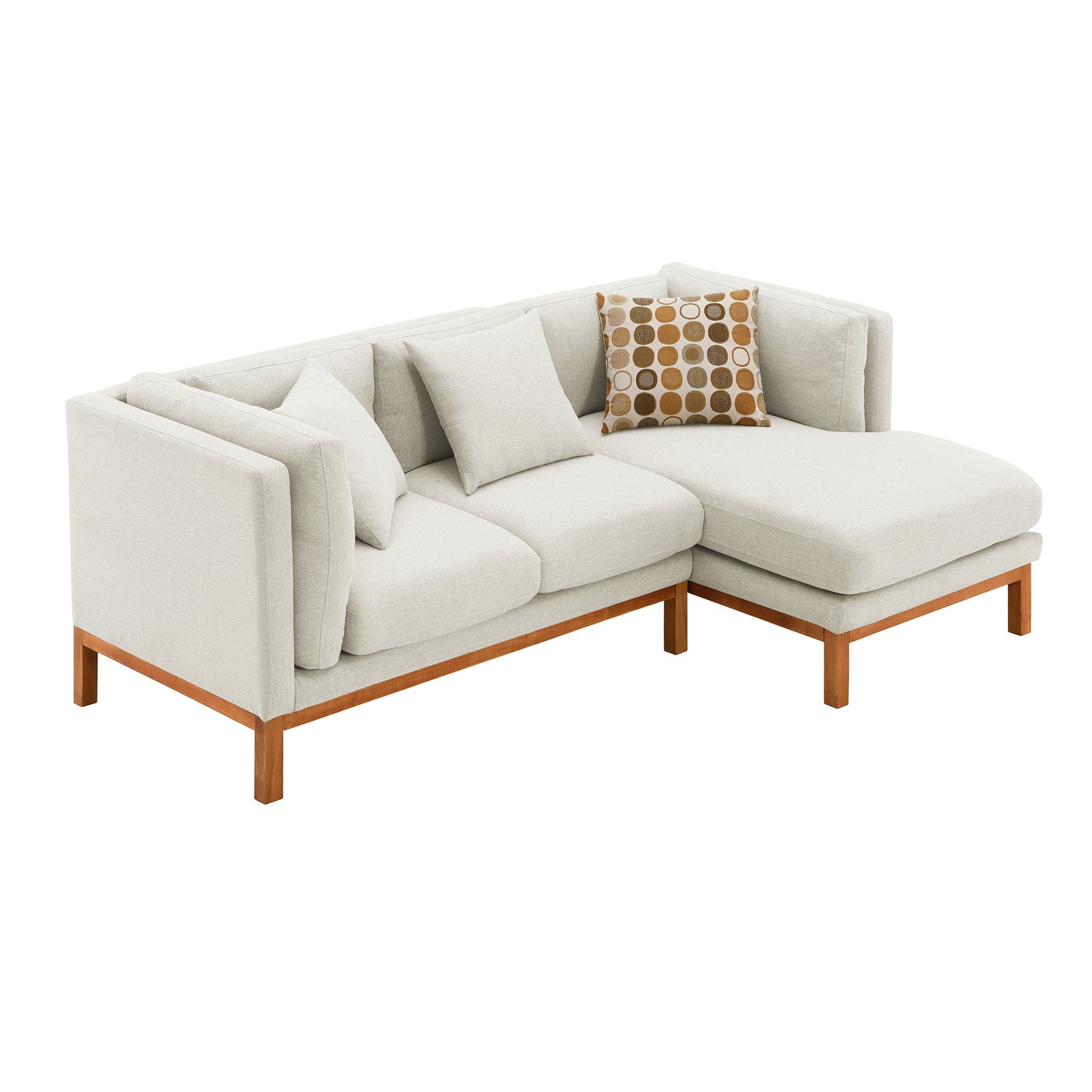 Modern L-shaped Sectional Sofa with Chaise Lounge and Pillows