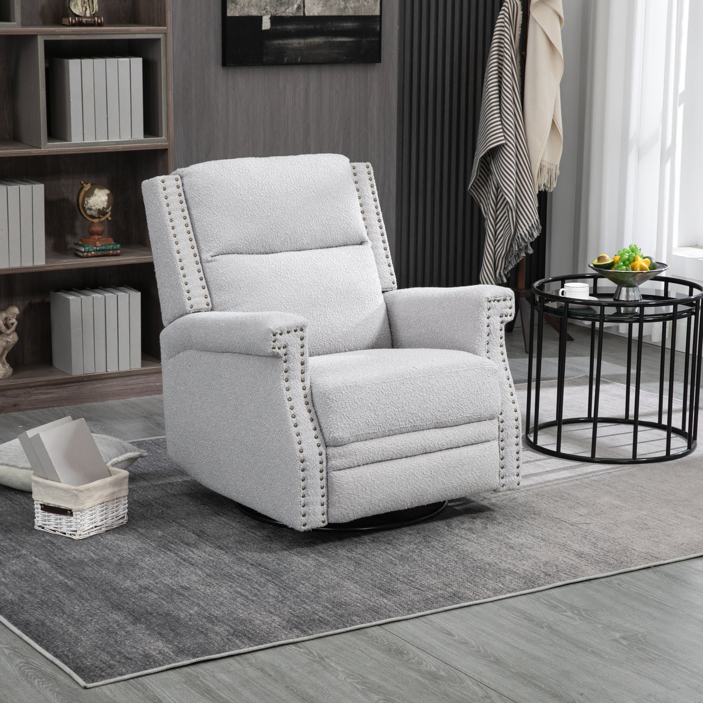 360° Swivel Recliner Chair with Rocking and Reclining Functions