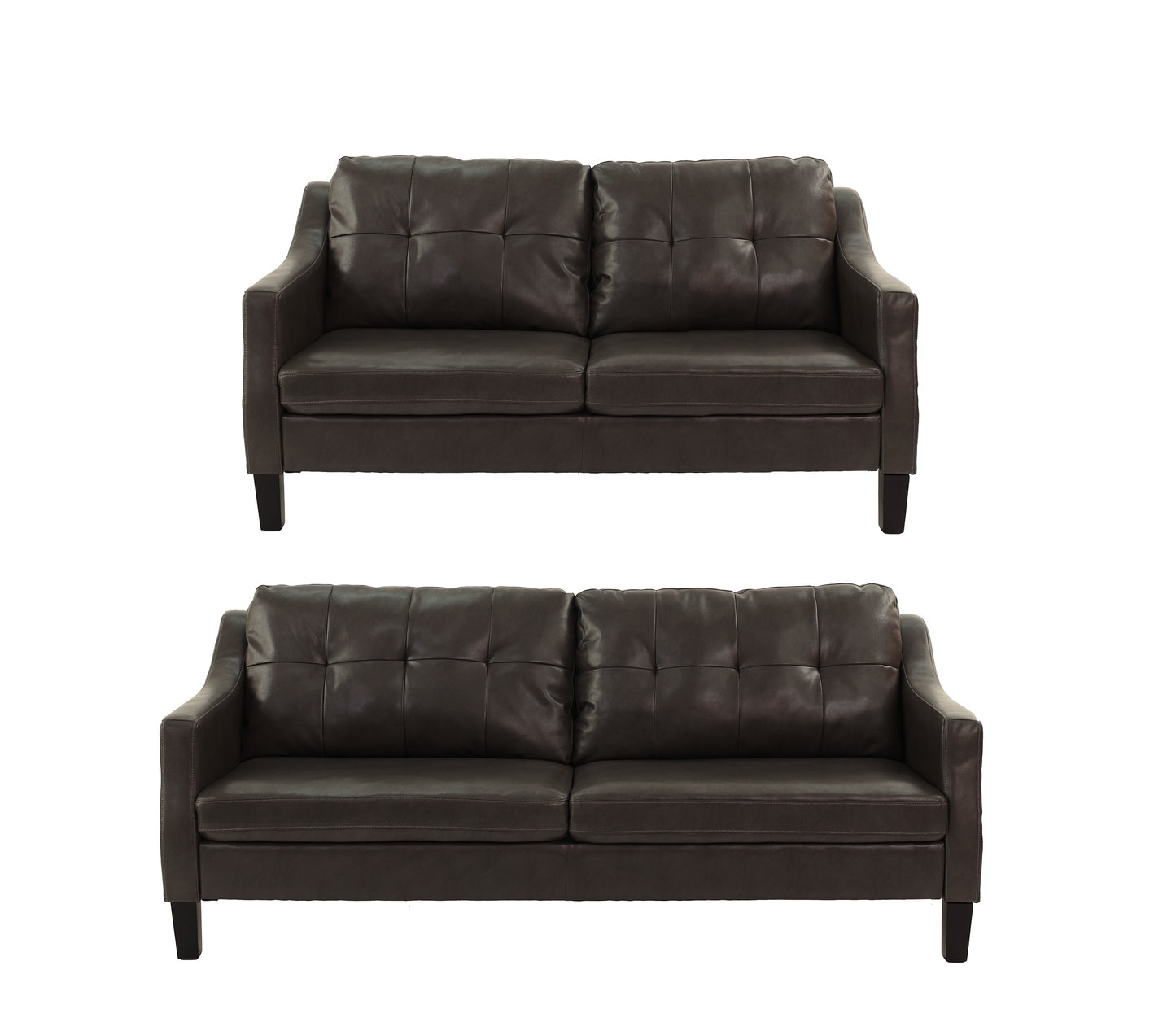 SOFA SET - 2PC SET in Black Faux Leather