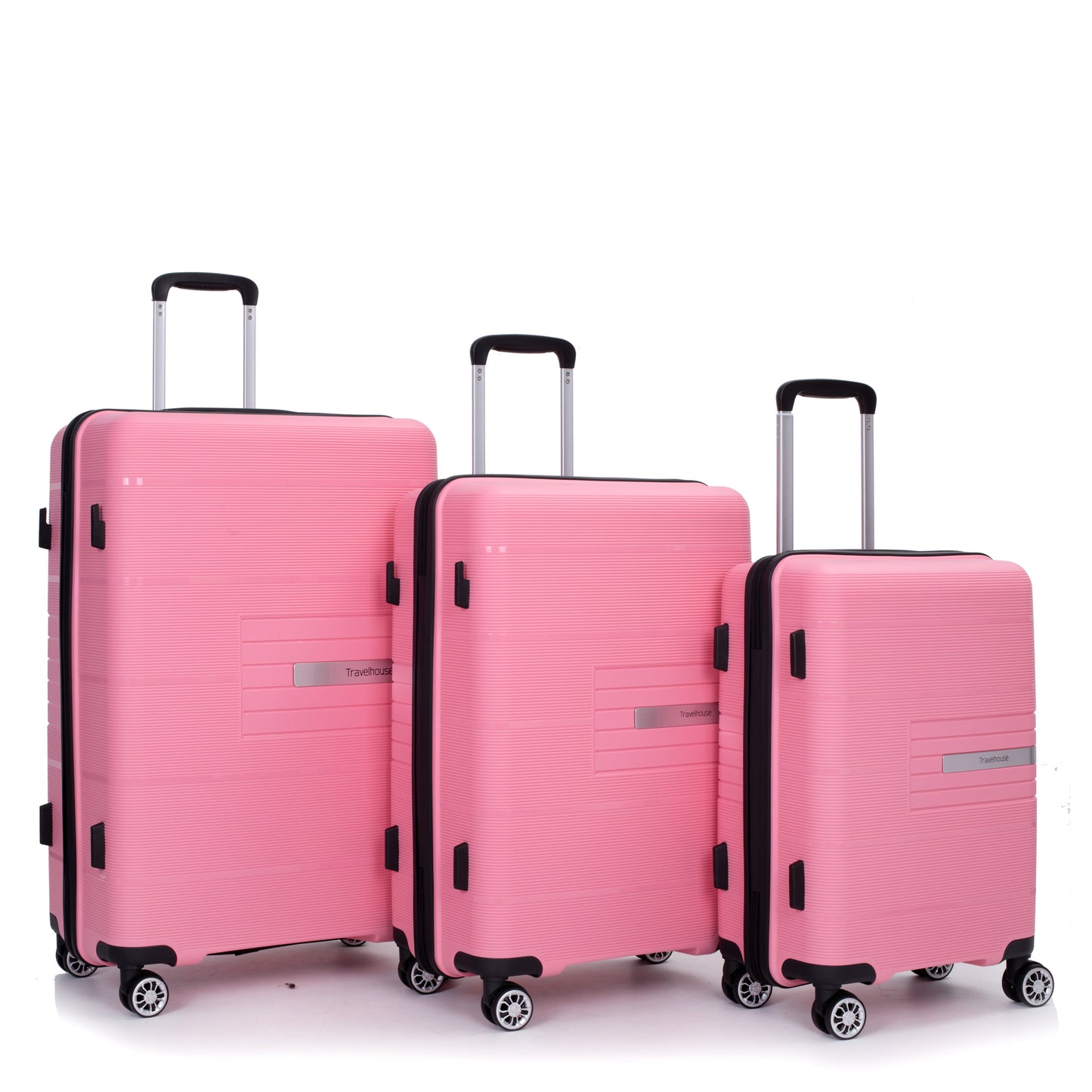 Hardshell Suitcase Double Spinner Wheels PP Luggage Sets Lightweight Durable Suitcase with TSA Lock,3-Piece Set (20/24/28) , Pink