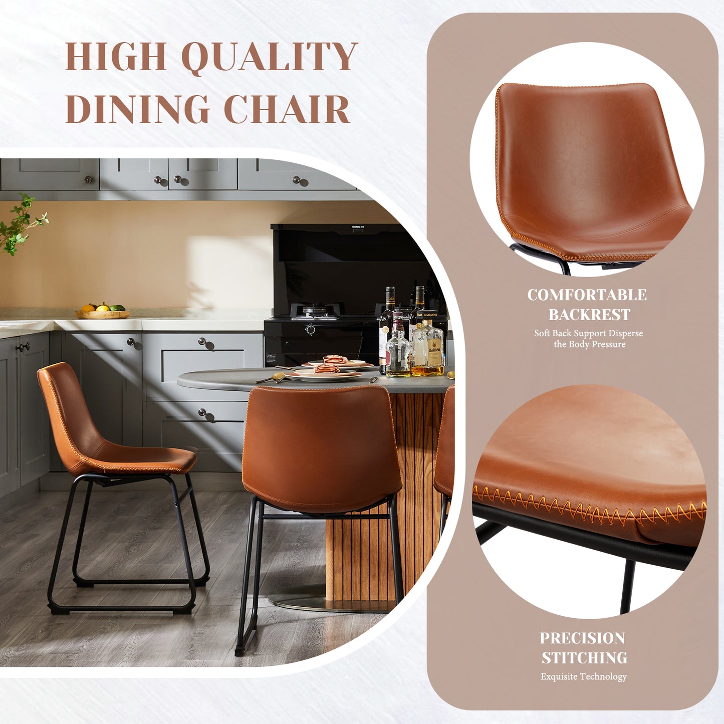 Sweetcrispy 18 inch Counter Height Bar Stools Faux Leather Barstools for Home Dining Chairs