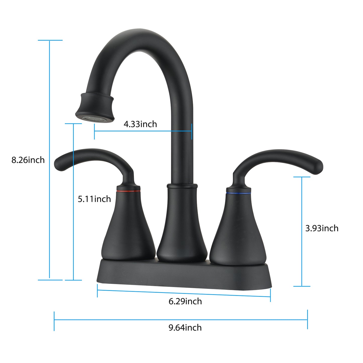 Matte Black 2-Handle Bathroom Faucet Set with Drainage System