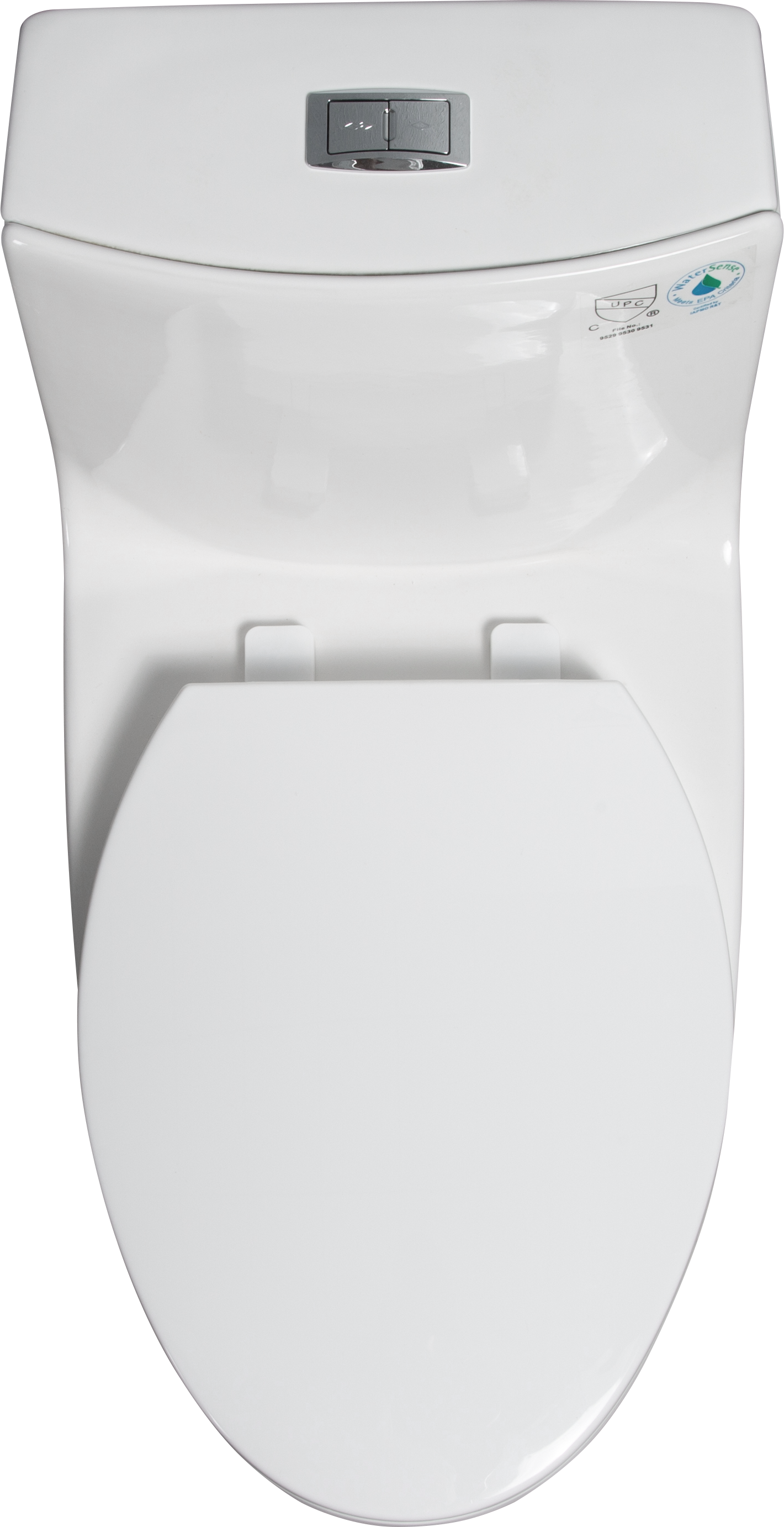 15 1/8 Inch 1.1/1.6 GPF Dual Flush 1-Piece Elongated Toilet with Soft-Close Seat - Gloss White  23T02-GW