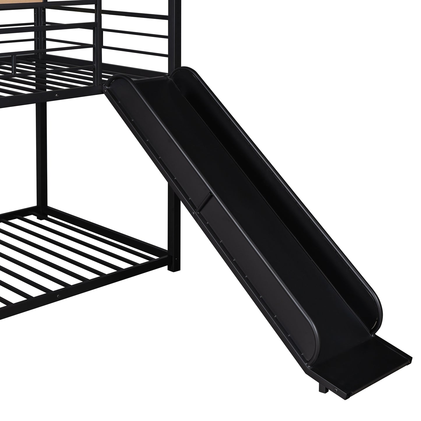 Metal Bunk Bed with Playhouse Design and Slide in Multiple Color Options