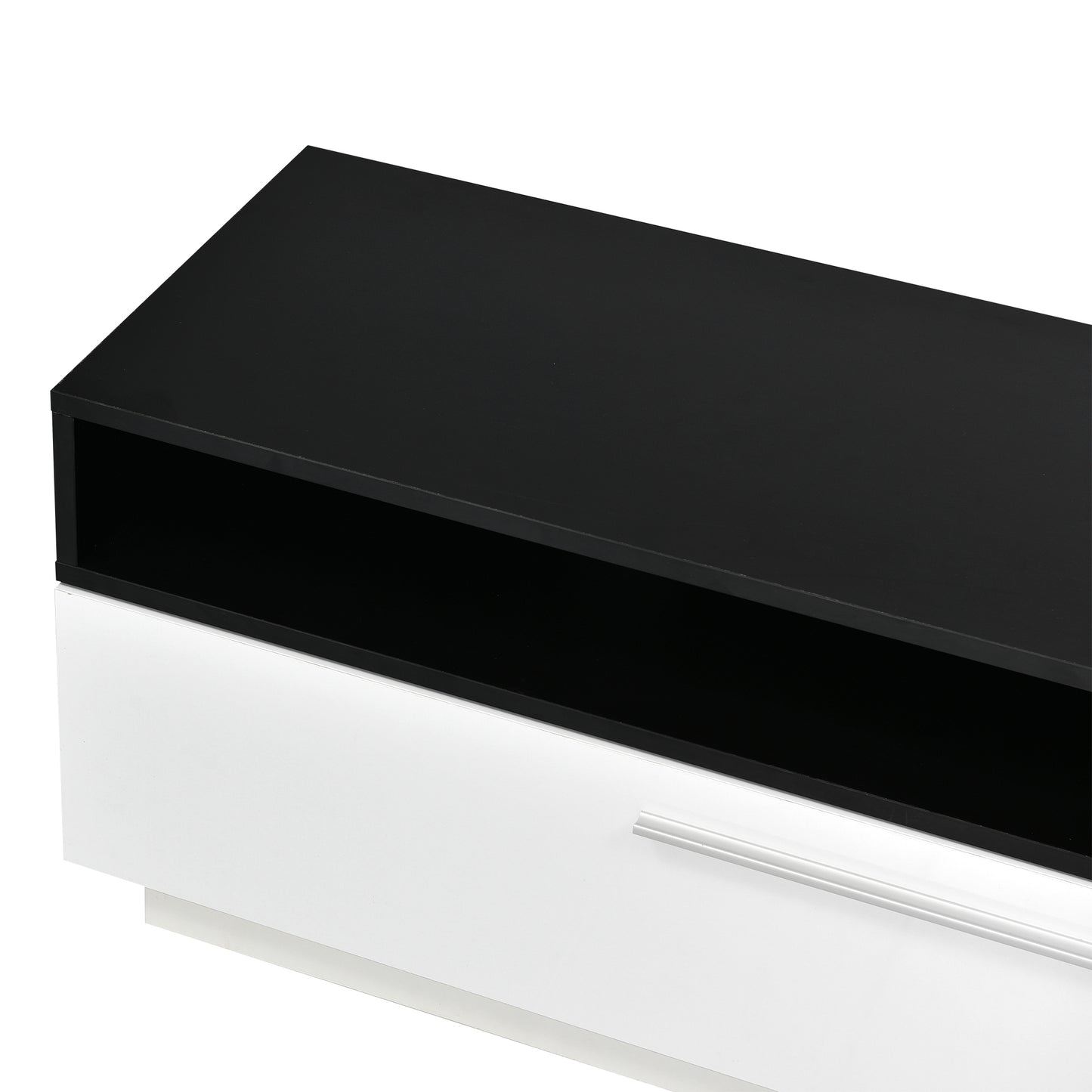 White Modern TV Stand with Two-Tone Design and Spacious Storage for TVs Up to 70