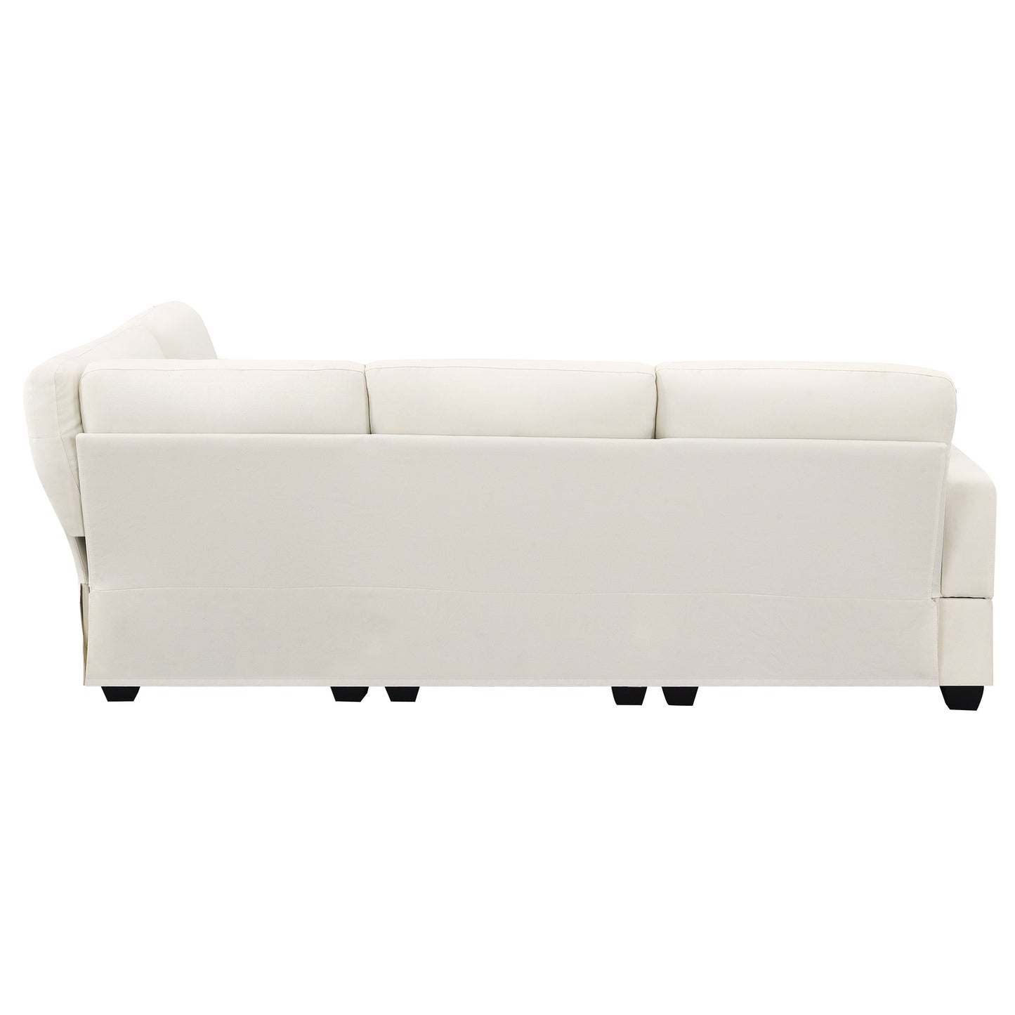 Contemporary 5-Seat L-Shaped Linen Sectional Sofa Set with Convertible Ottoman