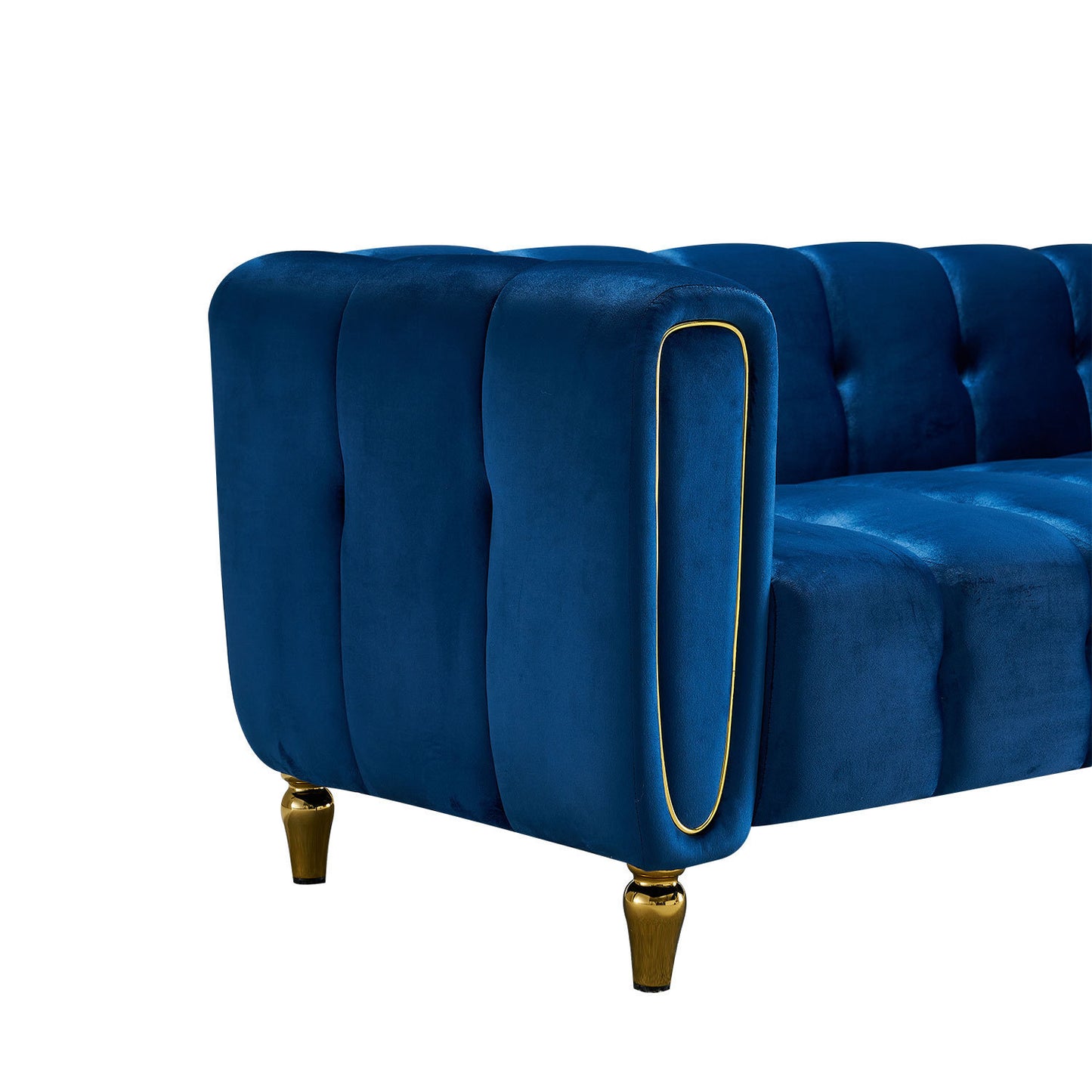 Modern Velvet Sofa 83.07 inch for Living Room Blue Color