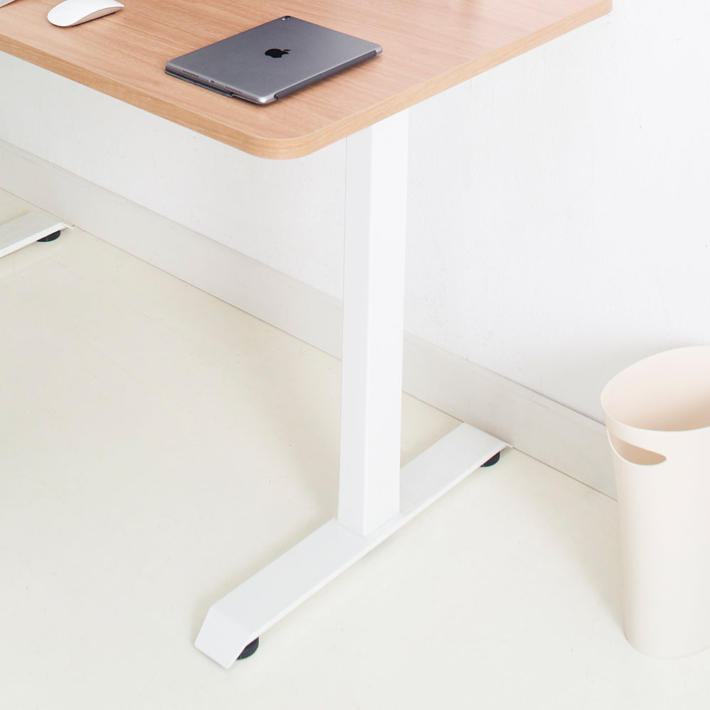 Contemporary Wooden and Metal Computer Desk with Maple Finish