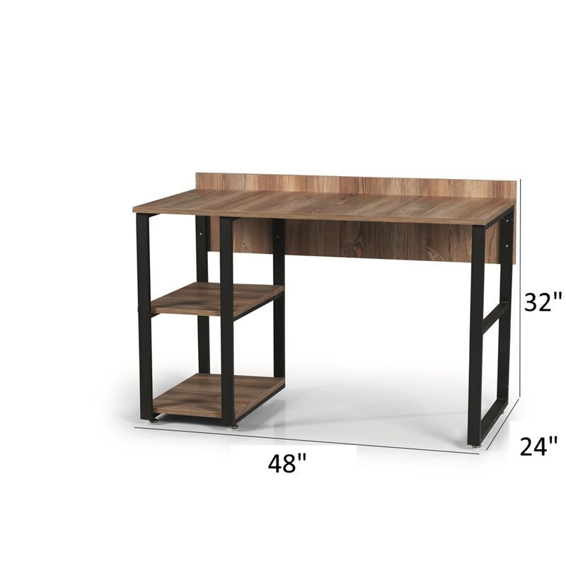 Rasse Oak Writing and Computer Desk with Black Metal Frame