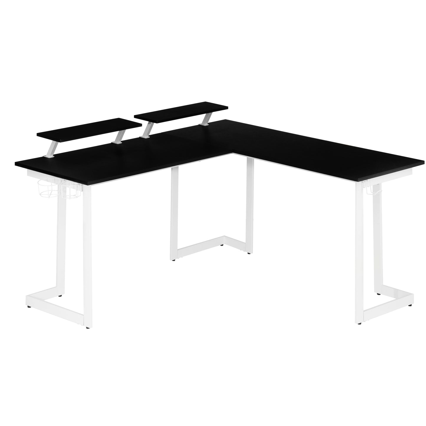 Techni Sport Warrior White L-Shaped Gaming Desk with Storage