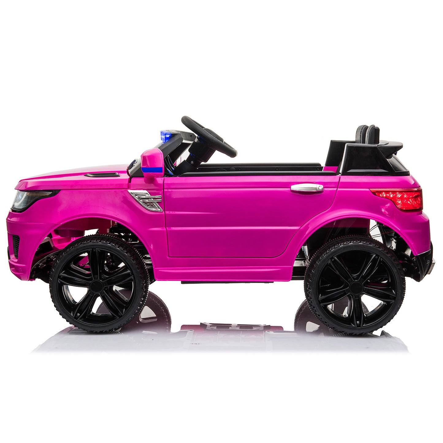 12V Kids Ride-On SUV Cop Car with Remote Control and Siren Sounds - Rose Red