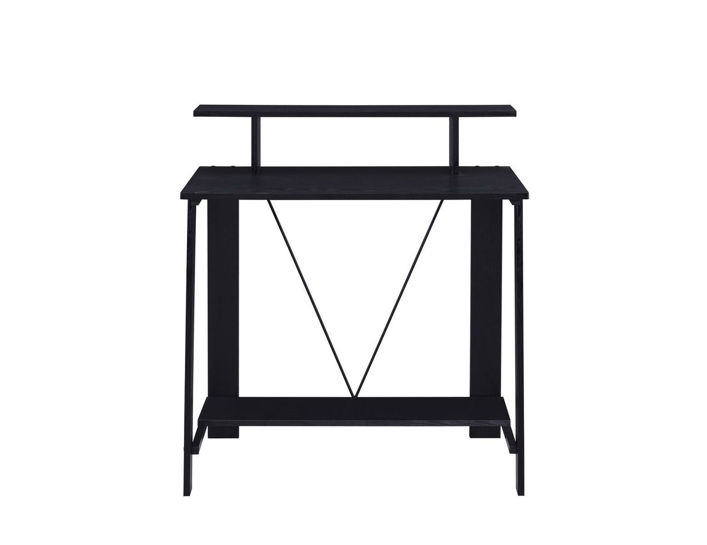 Elegant and Practical Black Writing Desk with Industrial Flair