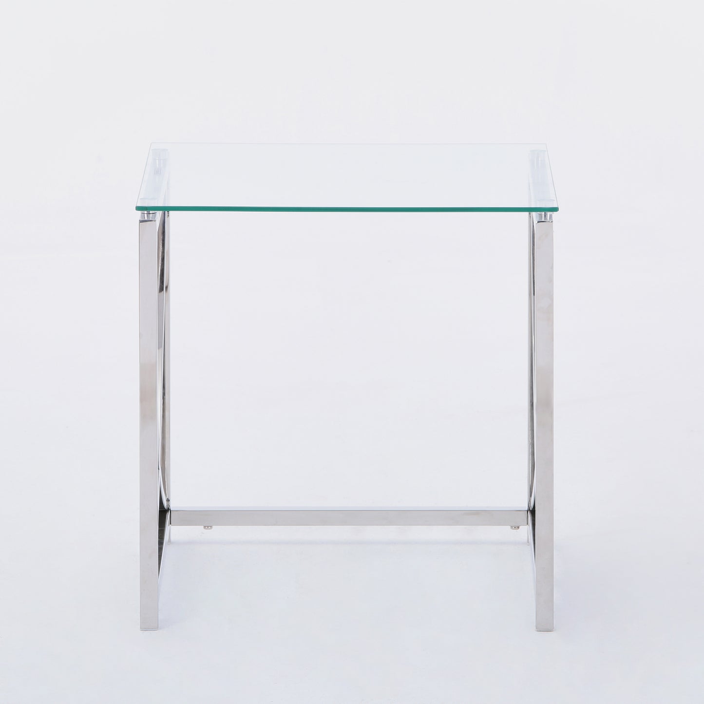 Contemporary Stainless Steel Glass Nesting Coffee Tables Set with Minimalist Curved Design