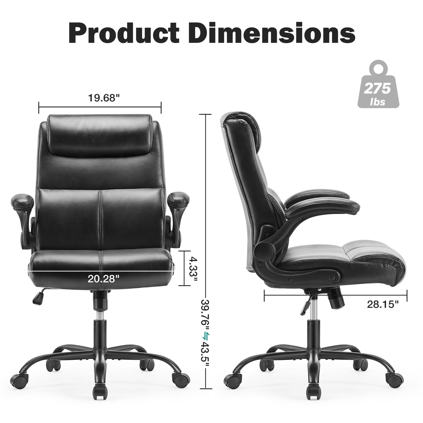 Sweetcrispy Ergonomic Executive Home Office Chair Adjustable Height PU Leather Desk Chair