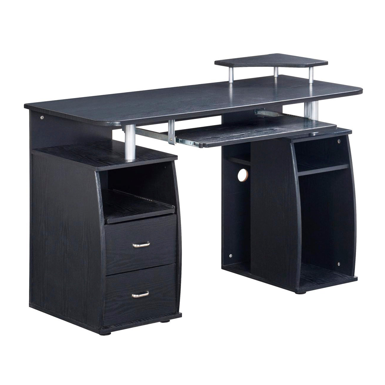 Dual Complete Computer Workstation Desk With Storage, Espresso