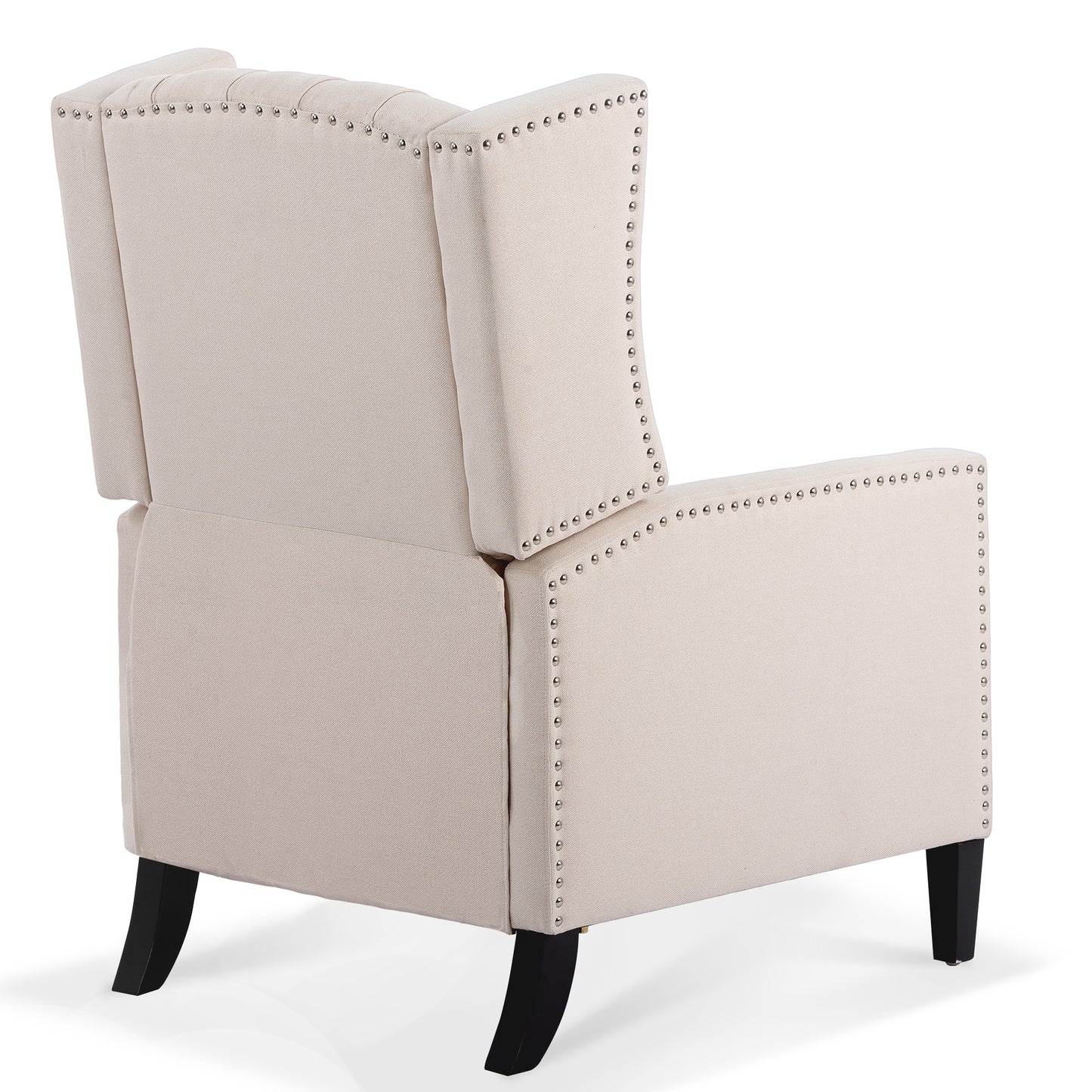 Beige Fabric Wing Chair Recliner with High Backrest - 27.16 Wide